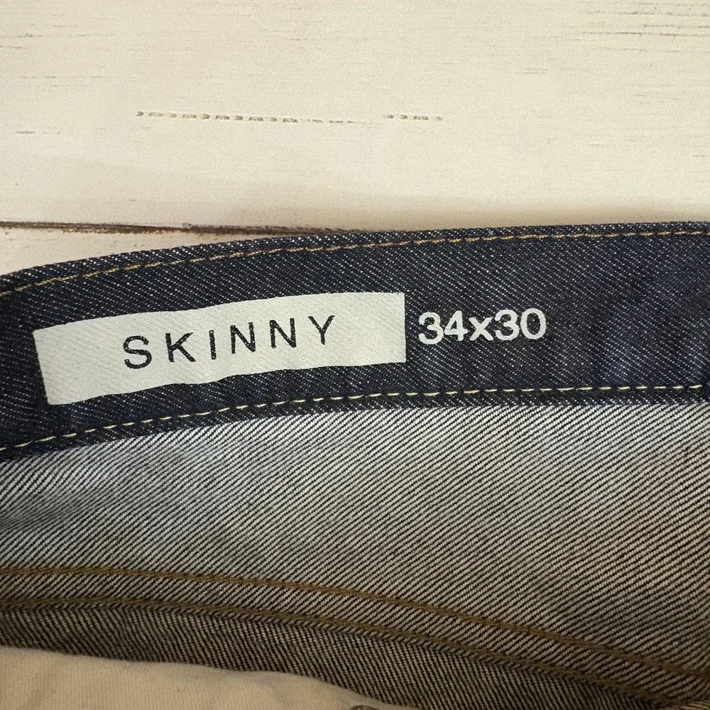 Gap 1969 Skinny Selvedge Jeans Mens 34x30 Blue Denim Resin Rinse Zip Fly